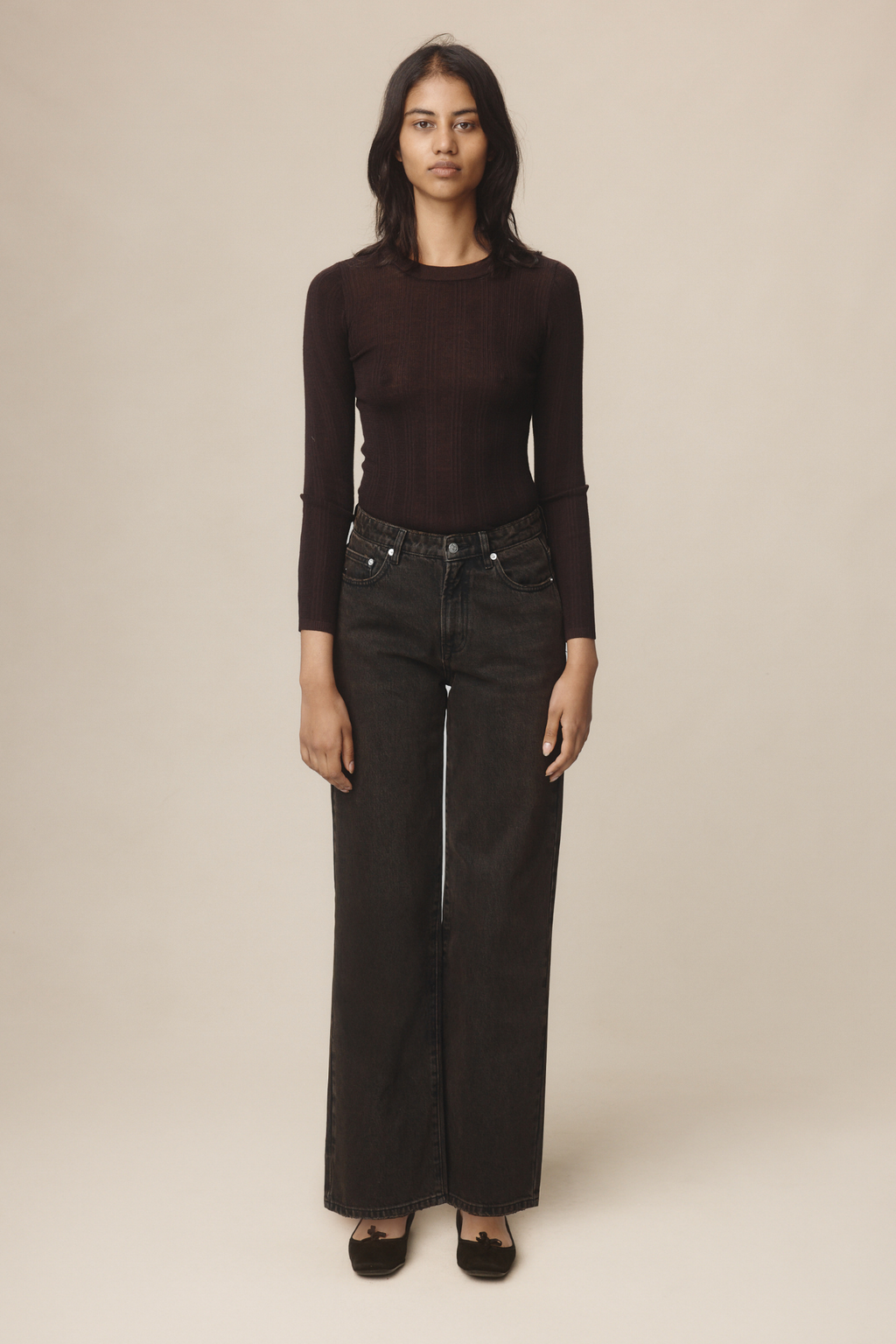 26SS WIDE LEG JEAN - TOBACCO
