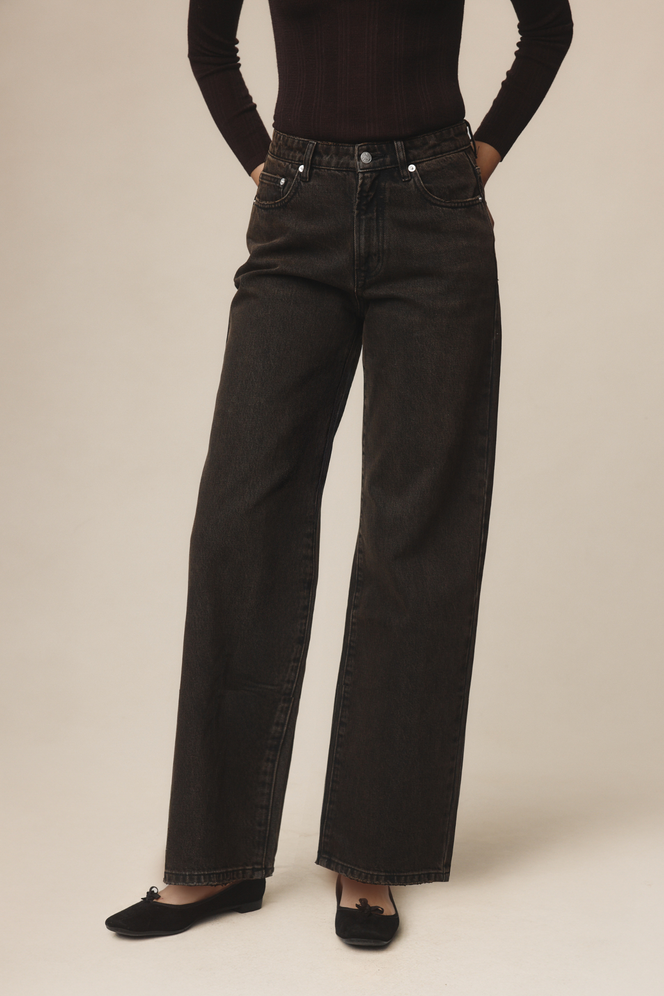 26SS WIDE LEG JEAN - TOBACCO
