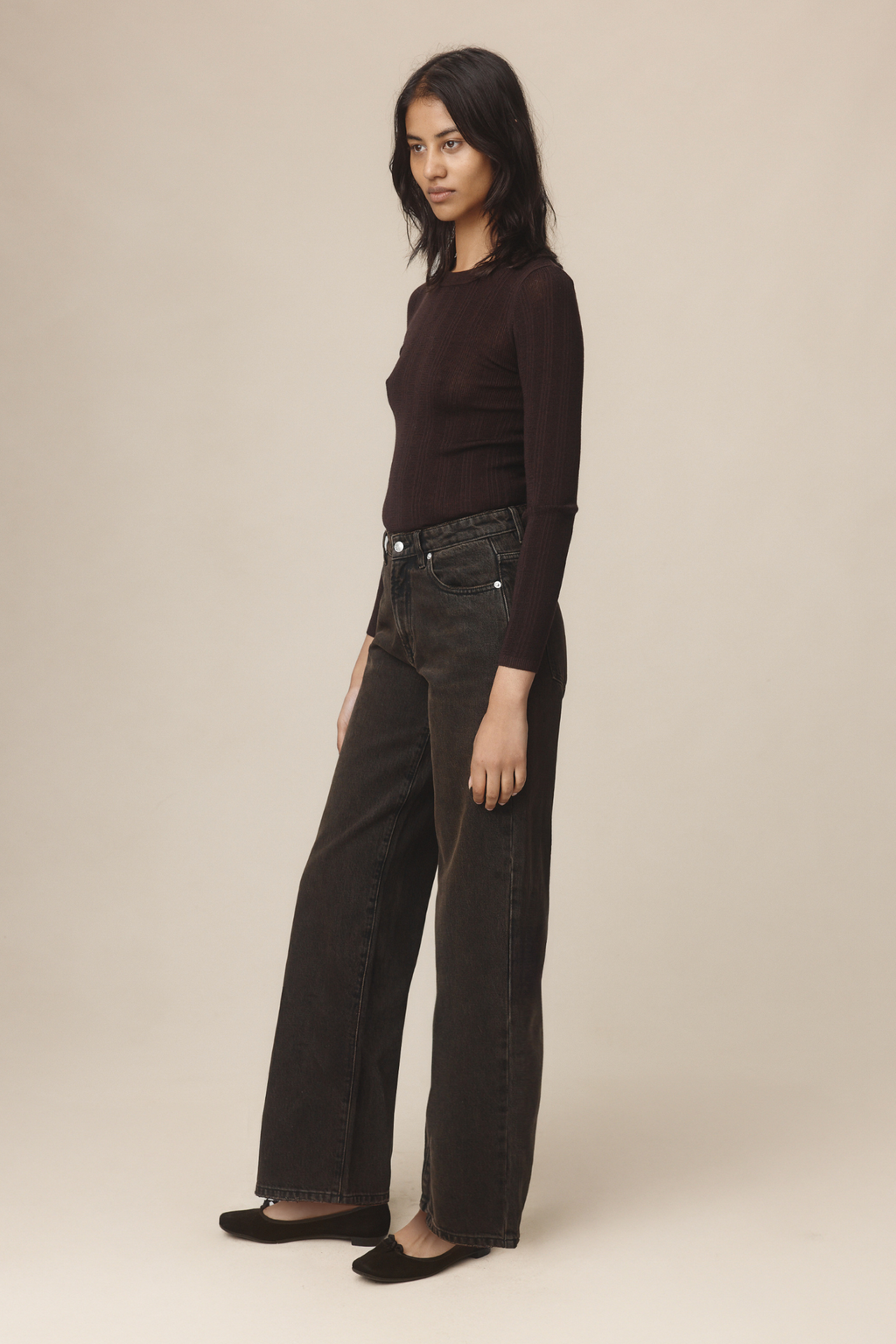 26SS WIDE LEG JEAN - TOBACCO