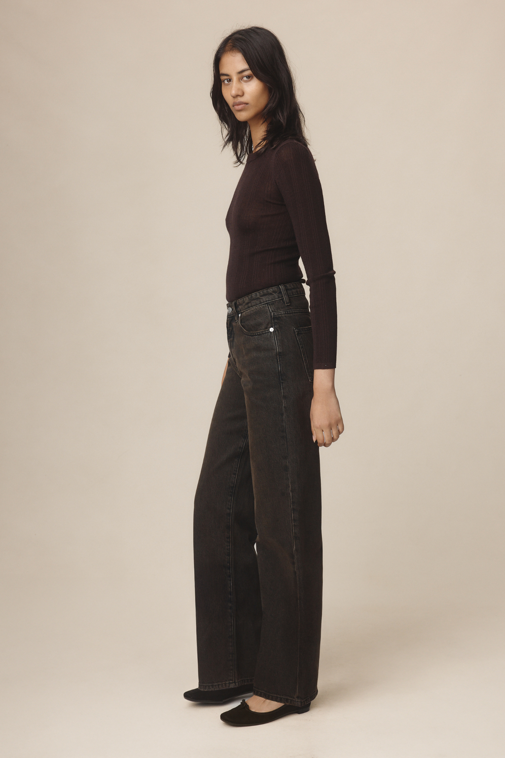 26SS WIDE LEG JEAN - TOBACCO