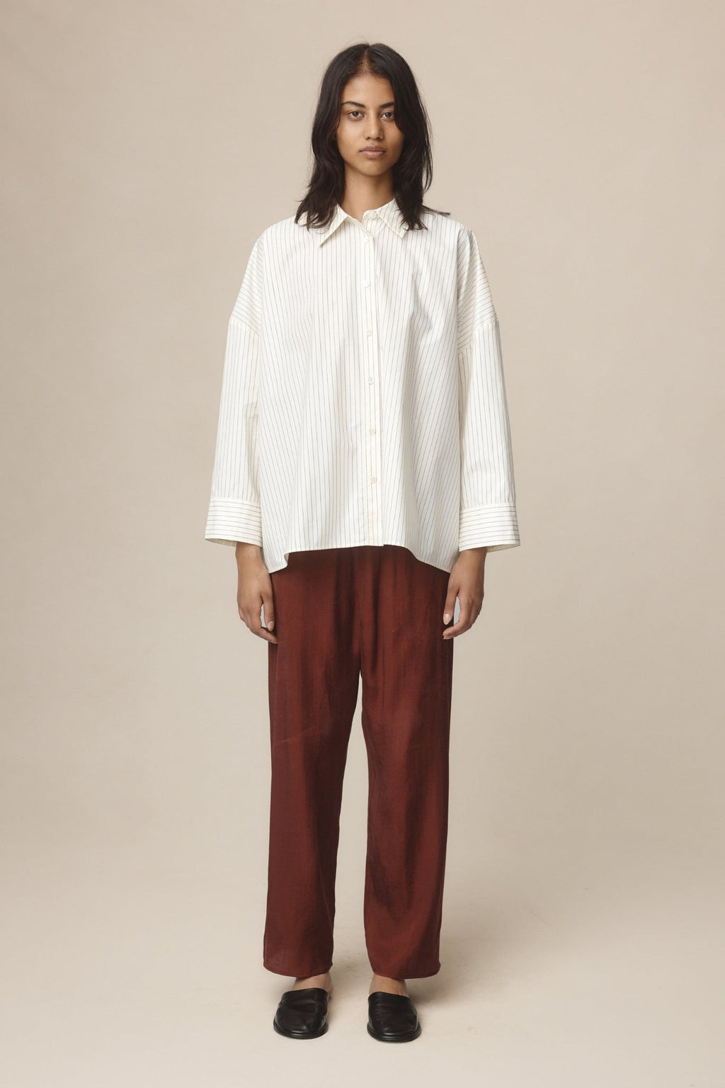 26SS EDIE SHIRT - IVORY / BLACK STRIPE