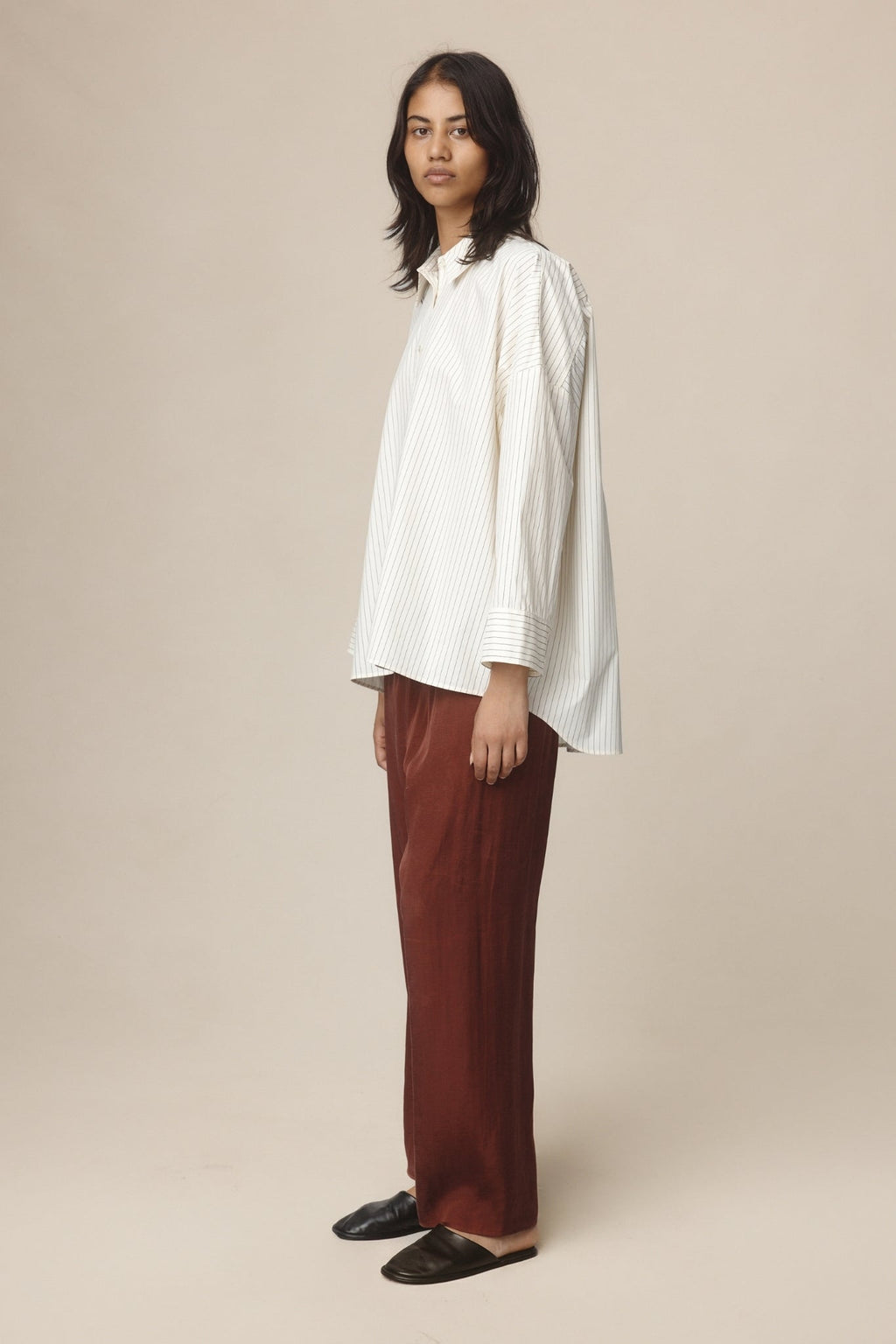 26SS EDIE SHIRT - IVORY / BLACK STRIPE