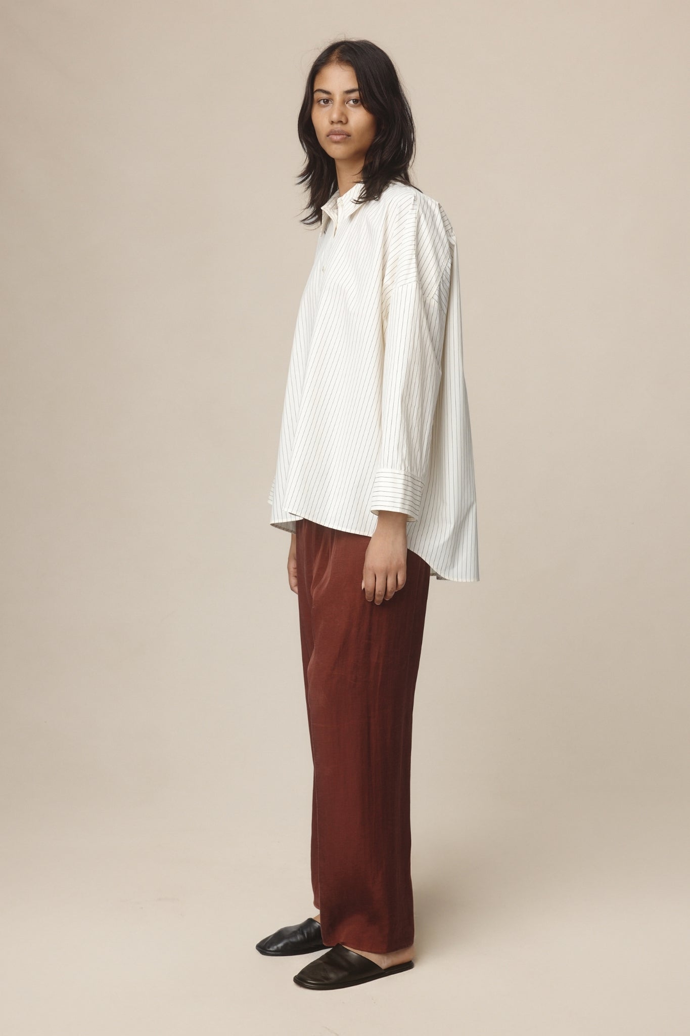 26SS EDIE SHIRT - IVORY / BLACK STRIPE