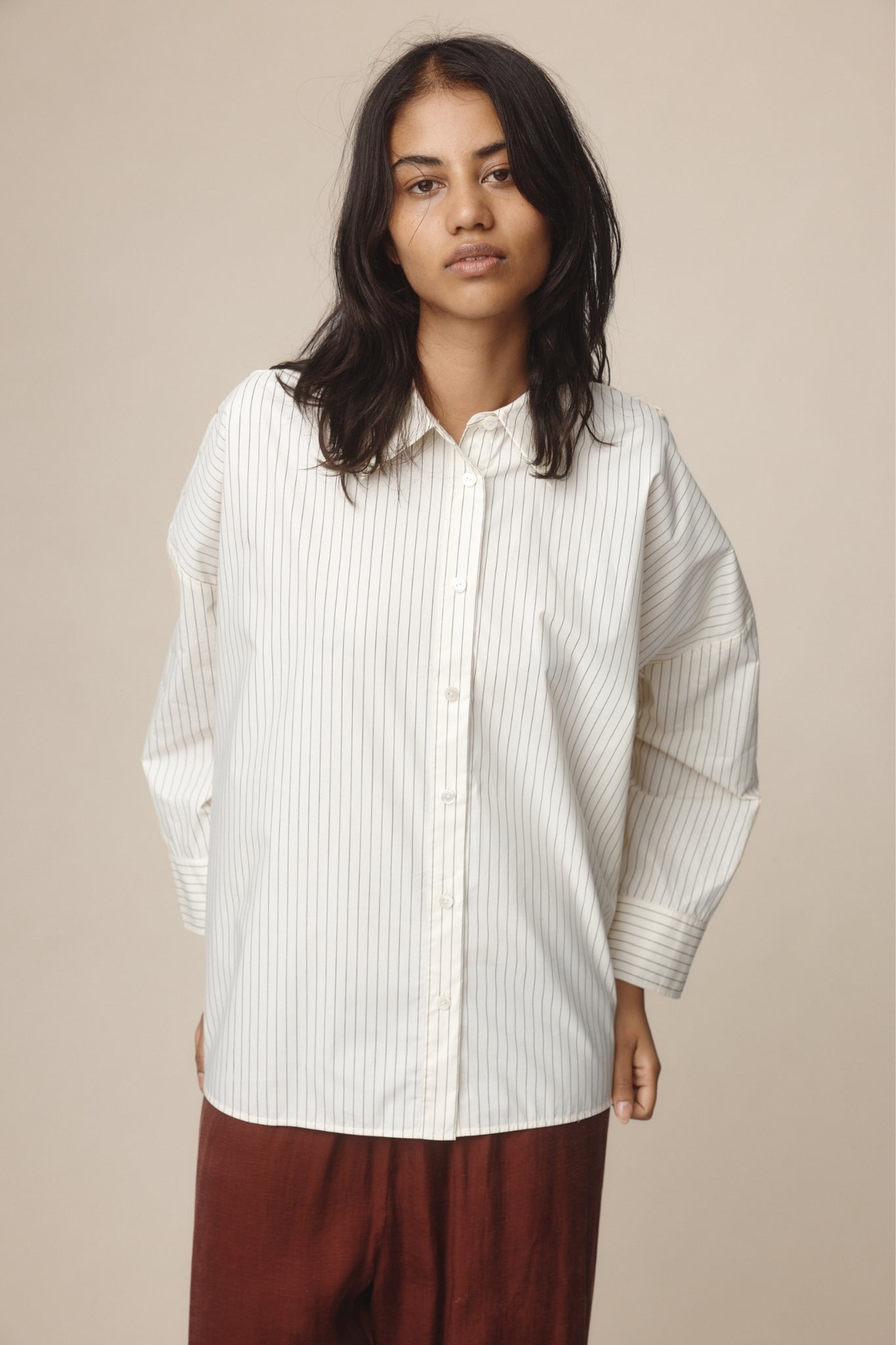 26SS EDIE SHIRT - IVORY / BLACK STRIPE