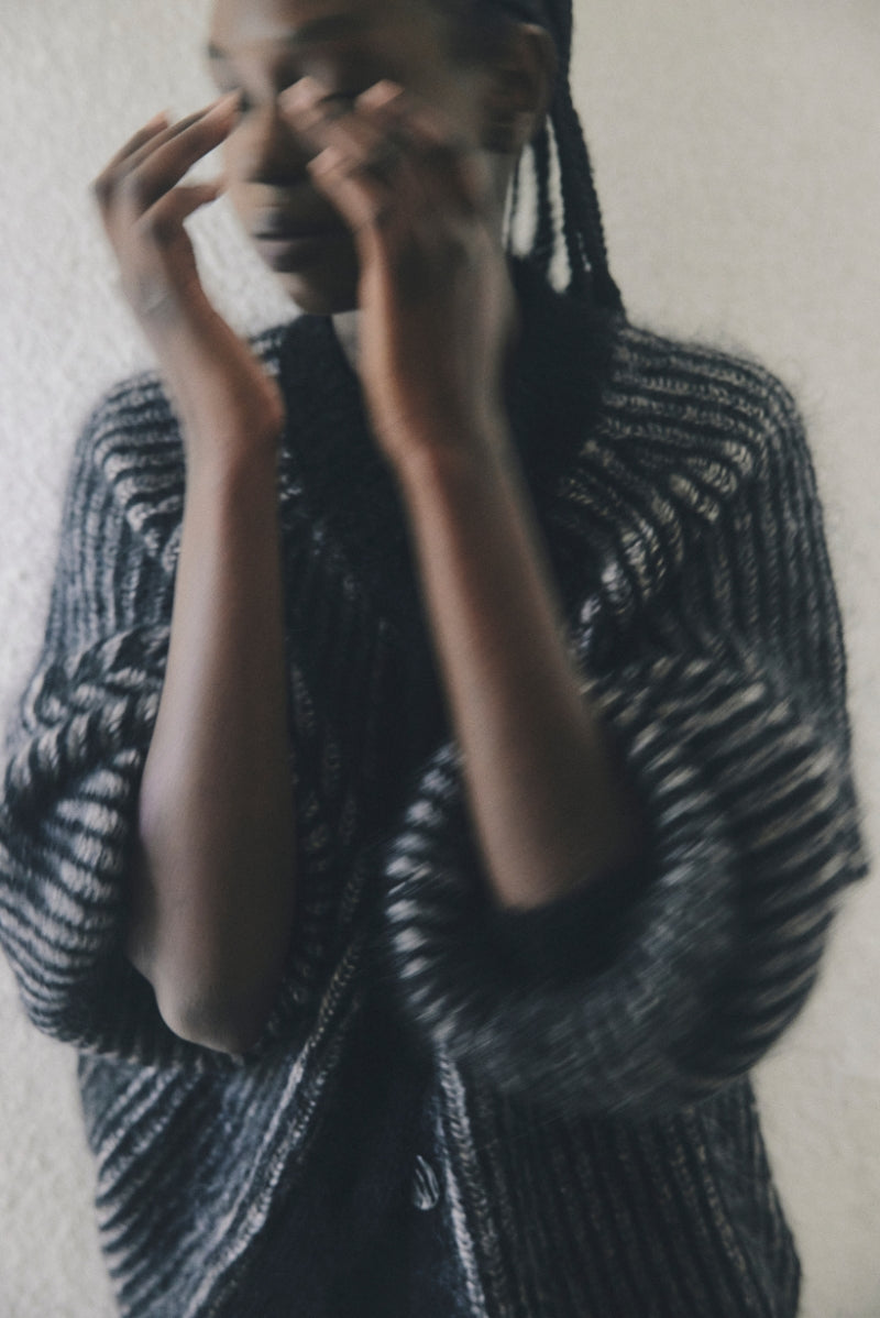 26SS JASPER CARDIGAN - BLACK / GREIGE