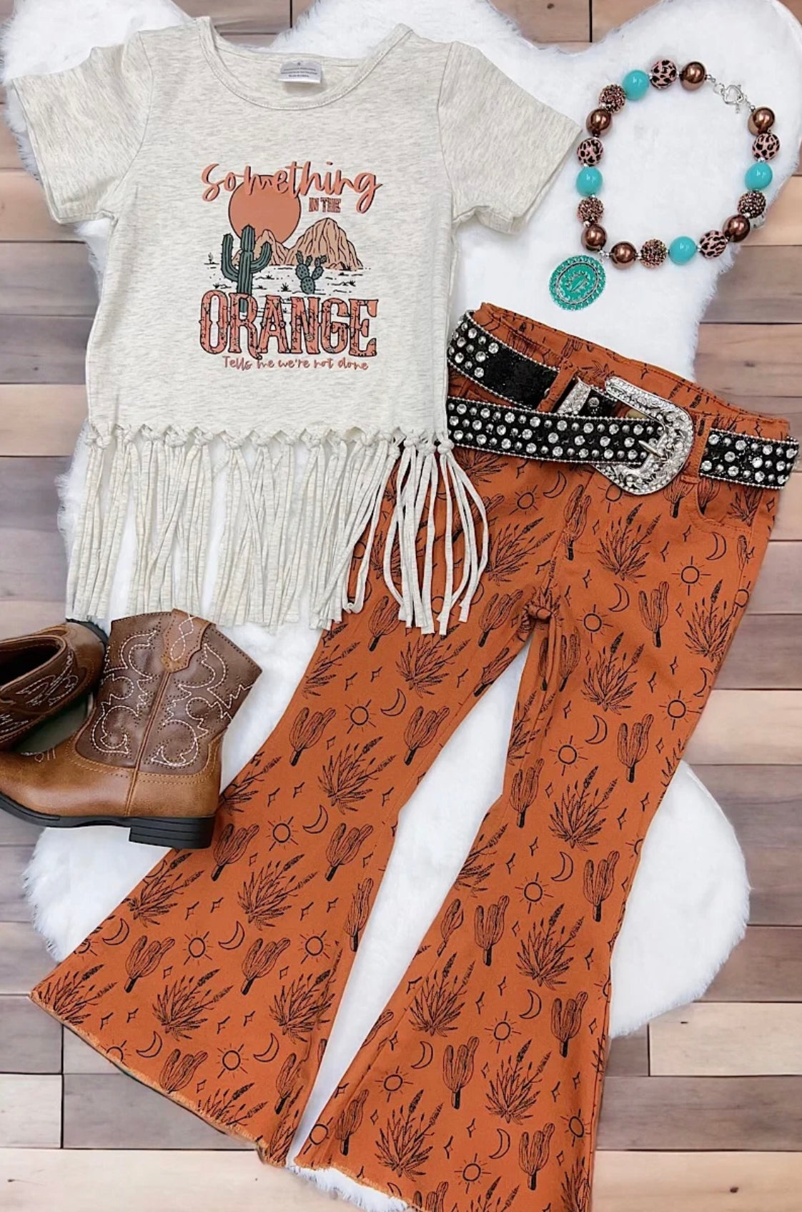 26SS Girls western mermaid flare jeans