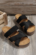 26SS Black boho sandal, Braided detail shoe