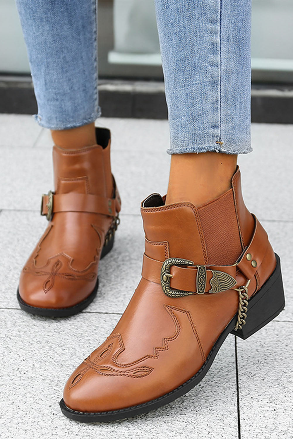 26SS Brown Western boots, Ankle boots, cowboy boots