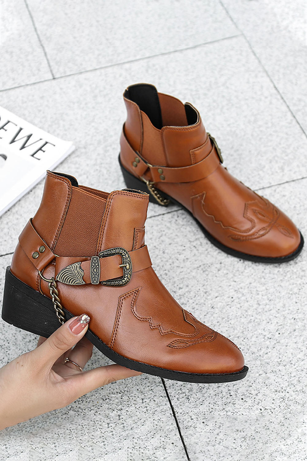 26SS Brown Western boots, Ankle boots, cowboy boots