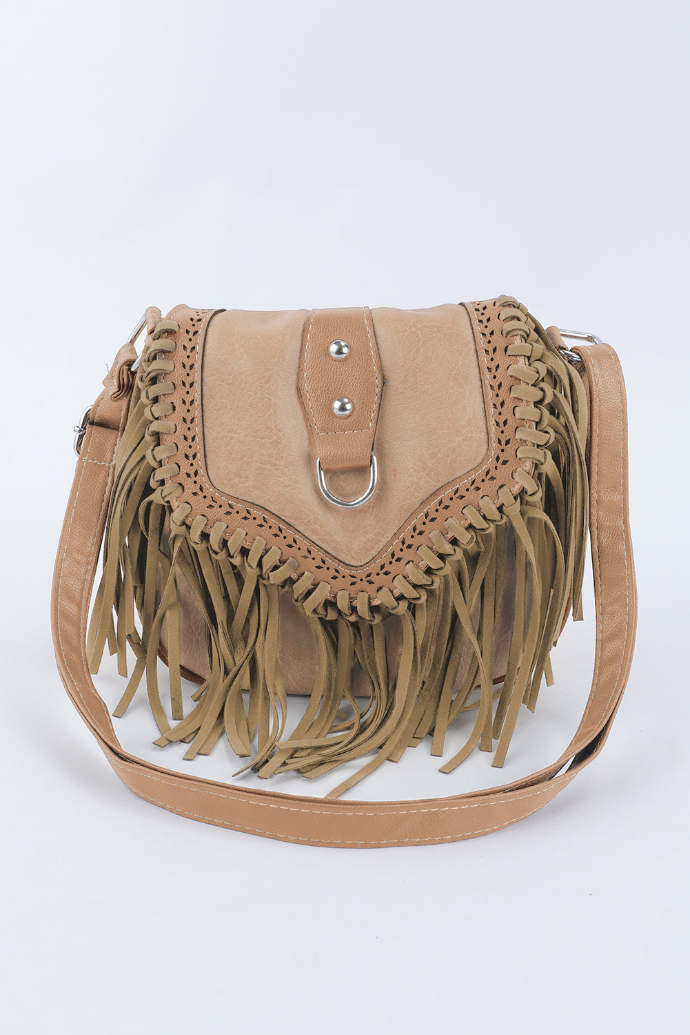 26SS Brown boho fringe crossbody bag