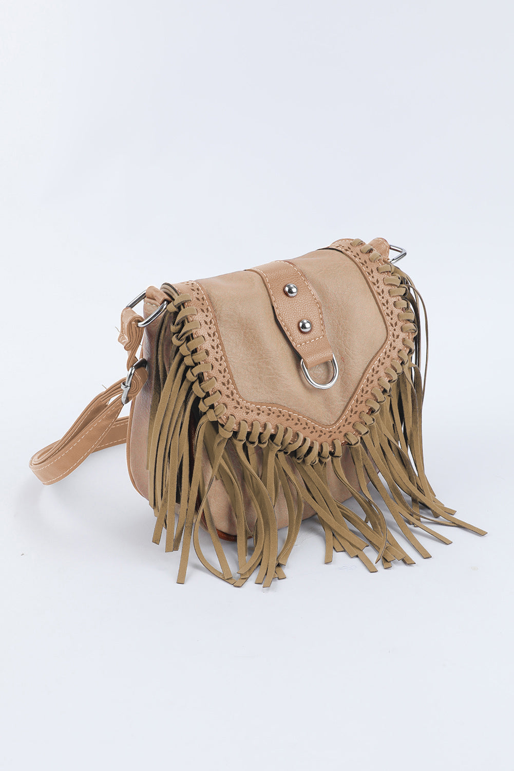 26SS Brown boho fringe crossbody bag