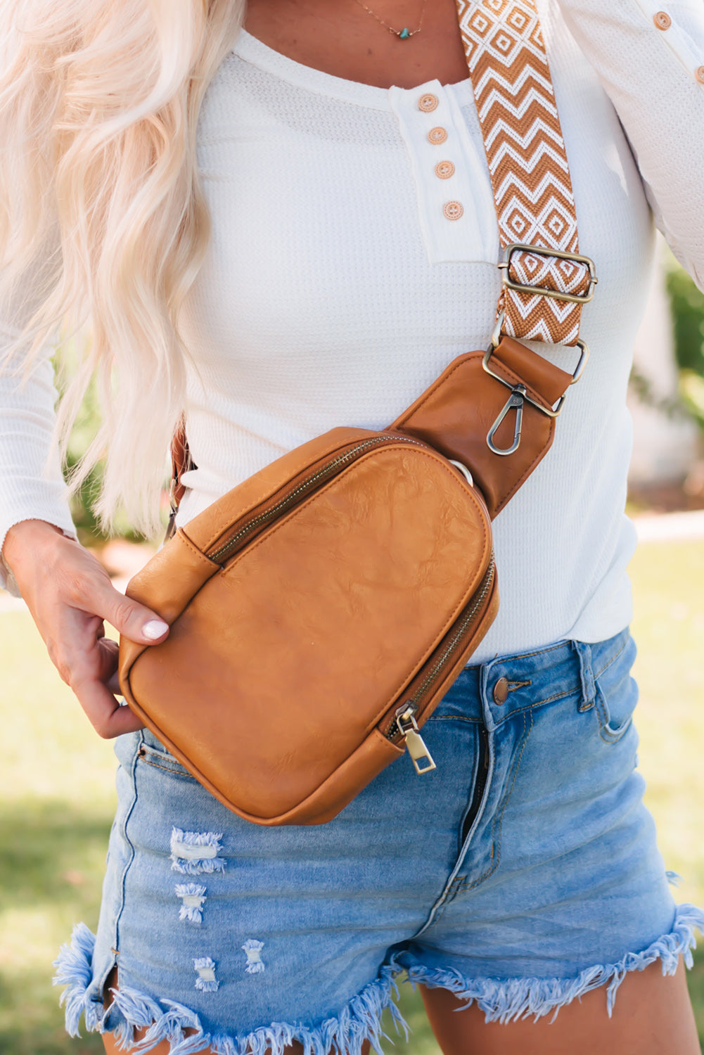 26SS Faux Leather crossbody chest bag, boho bag