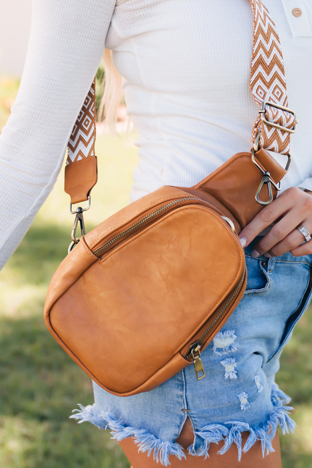 26SS Faux Leather crossbody chest bag, boho bag