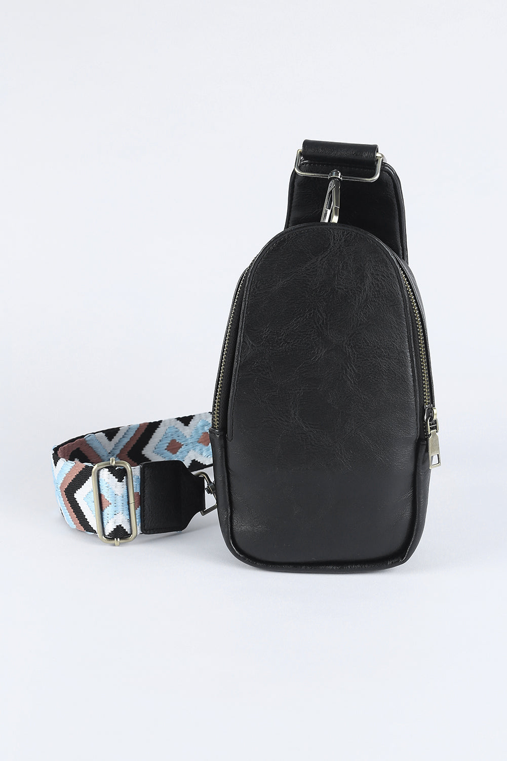 26SS Black Faux leather crossbody chest bag