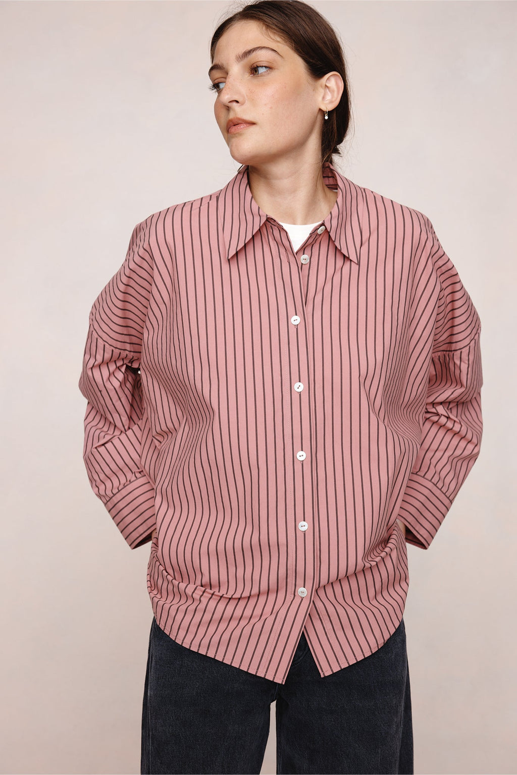 26SS EDIE SHIRT - ROSEWOOD STRIPE