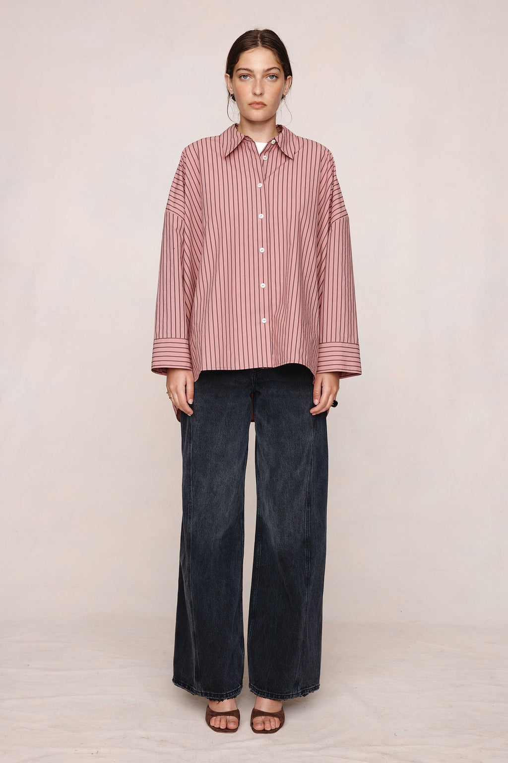 26SS EDIE SHIRT - ROSEWOOD STRIPE