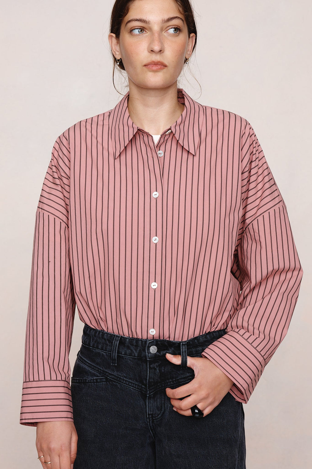 26SS EDIE SHIRT - ROSEWOOD STRIPE