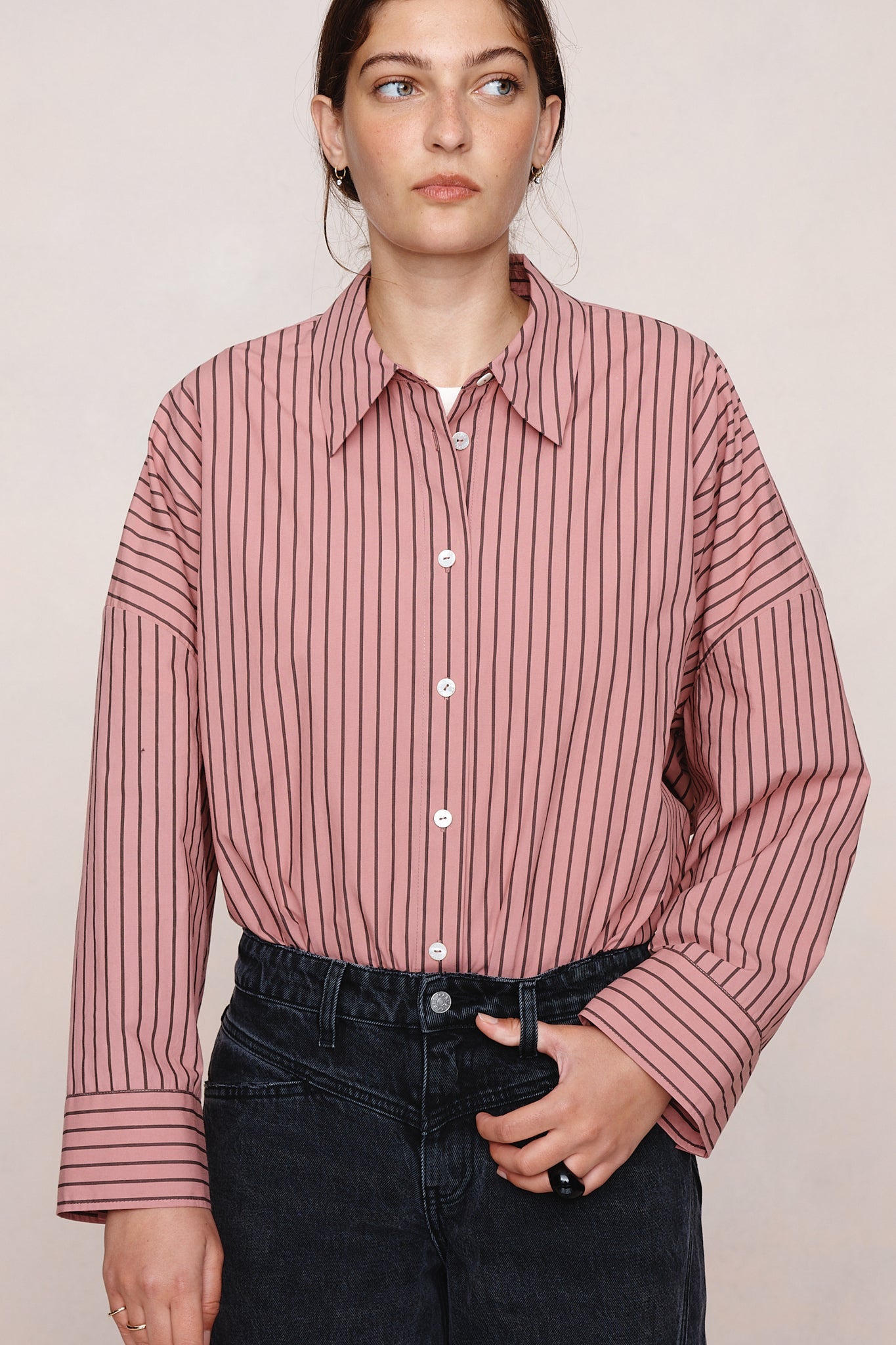 26SS EDIE SHIRT - ROSEWOOD STRIPE