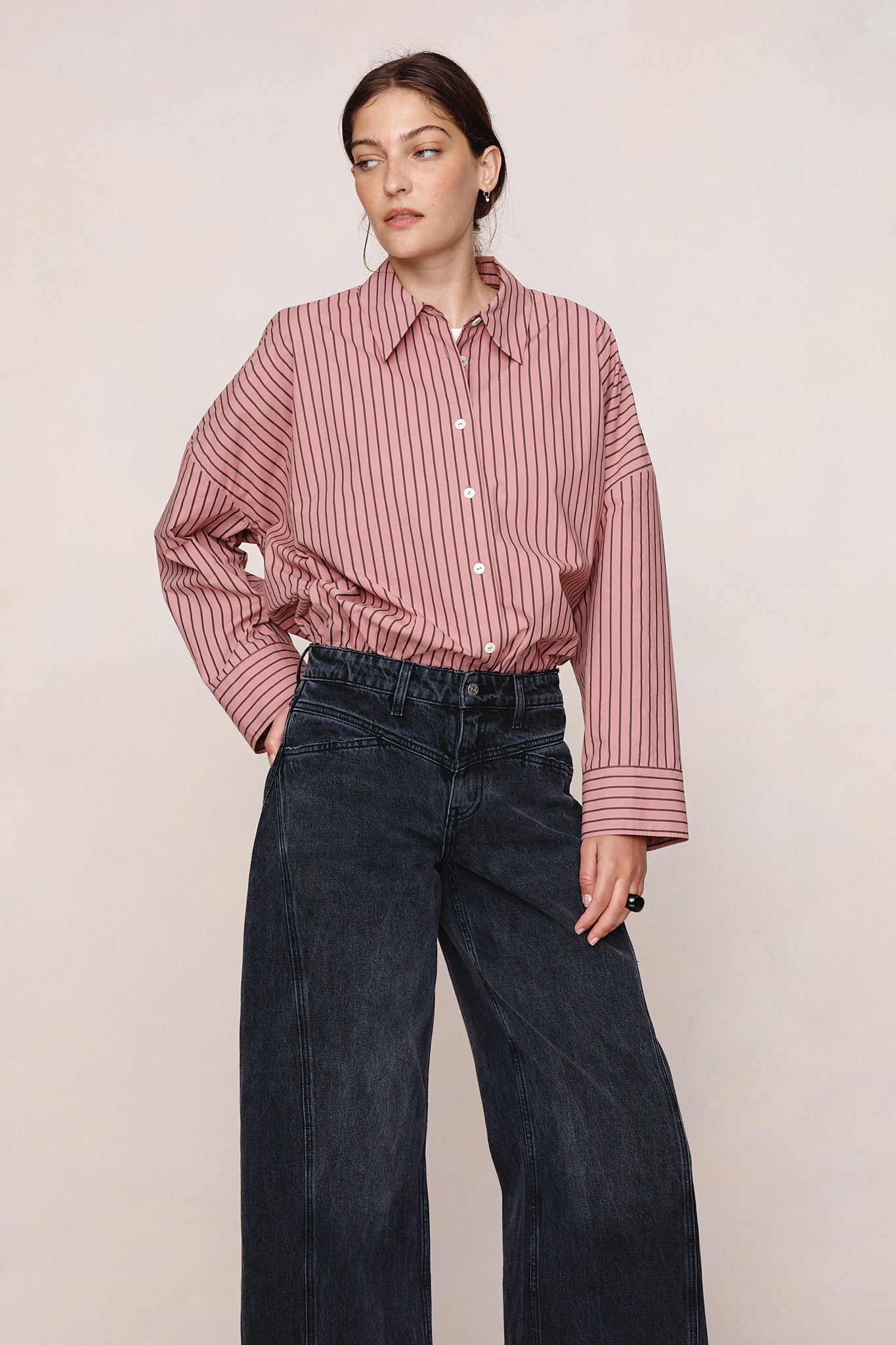 26SS EDIE SHIRT - ROSEWOOD STRIPE
