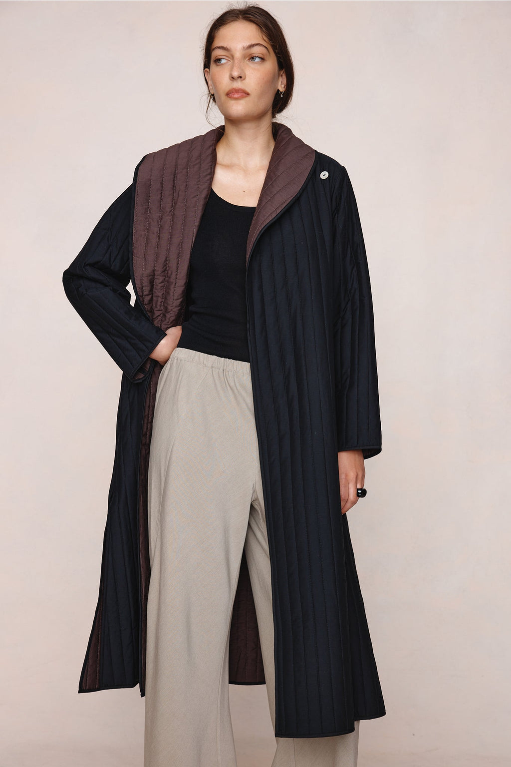 26SS ELI COAT - BLACK / TAPENADE