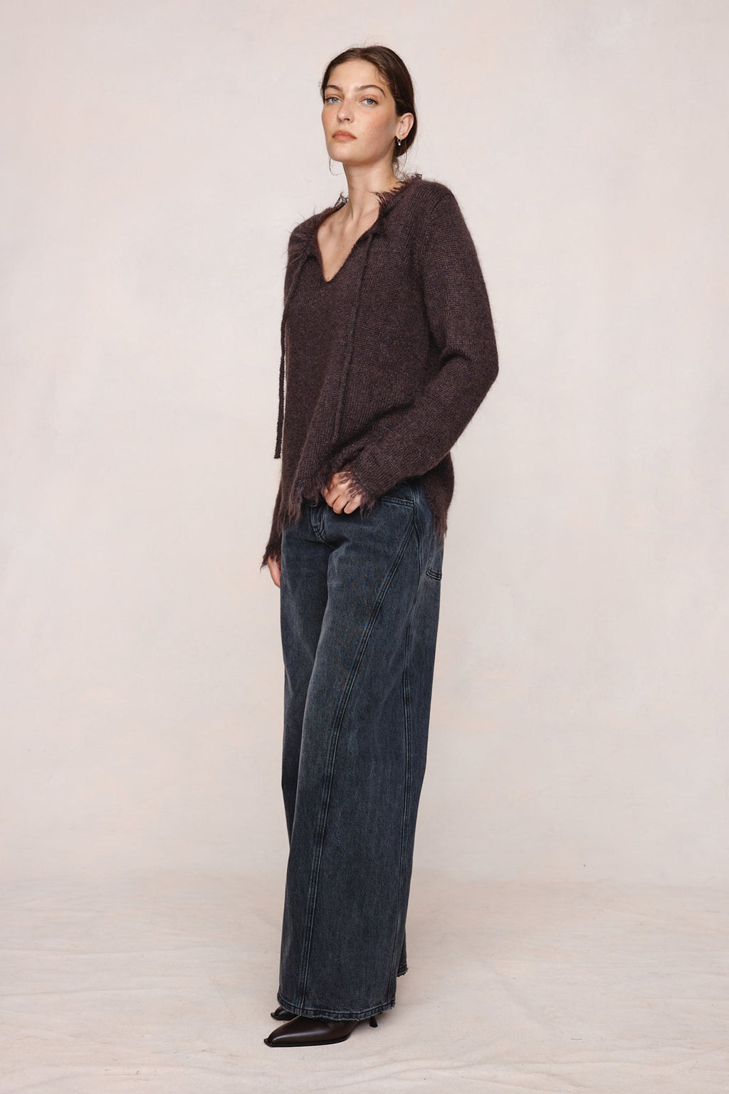 26SS FRAYED GABRIELLE JUMPER - TAPENADE