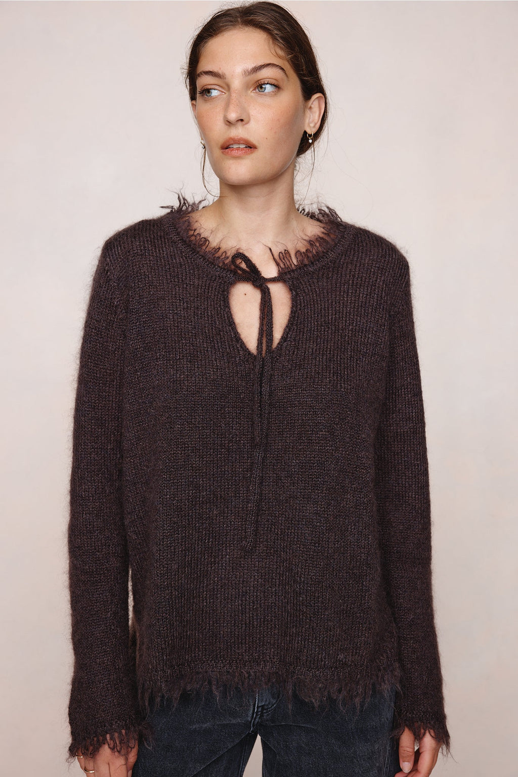 26SS FRAYED GABRIELLE JUMPER - TAPENADE