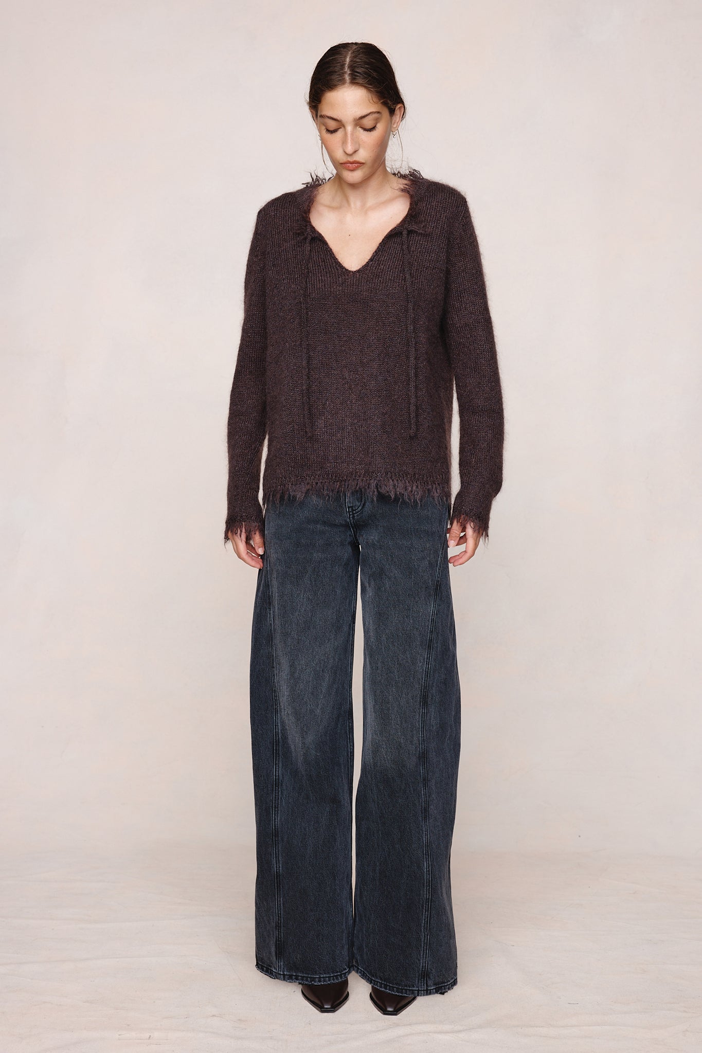 26SS FRAYED GABRIELLE JUMPER - TAPENADE