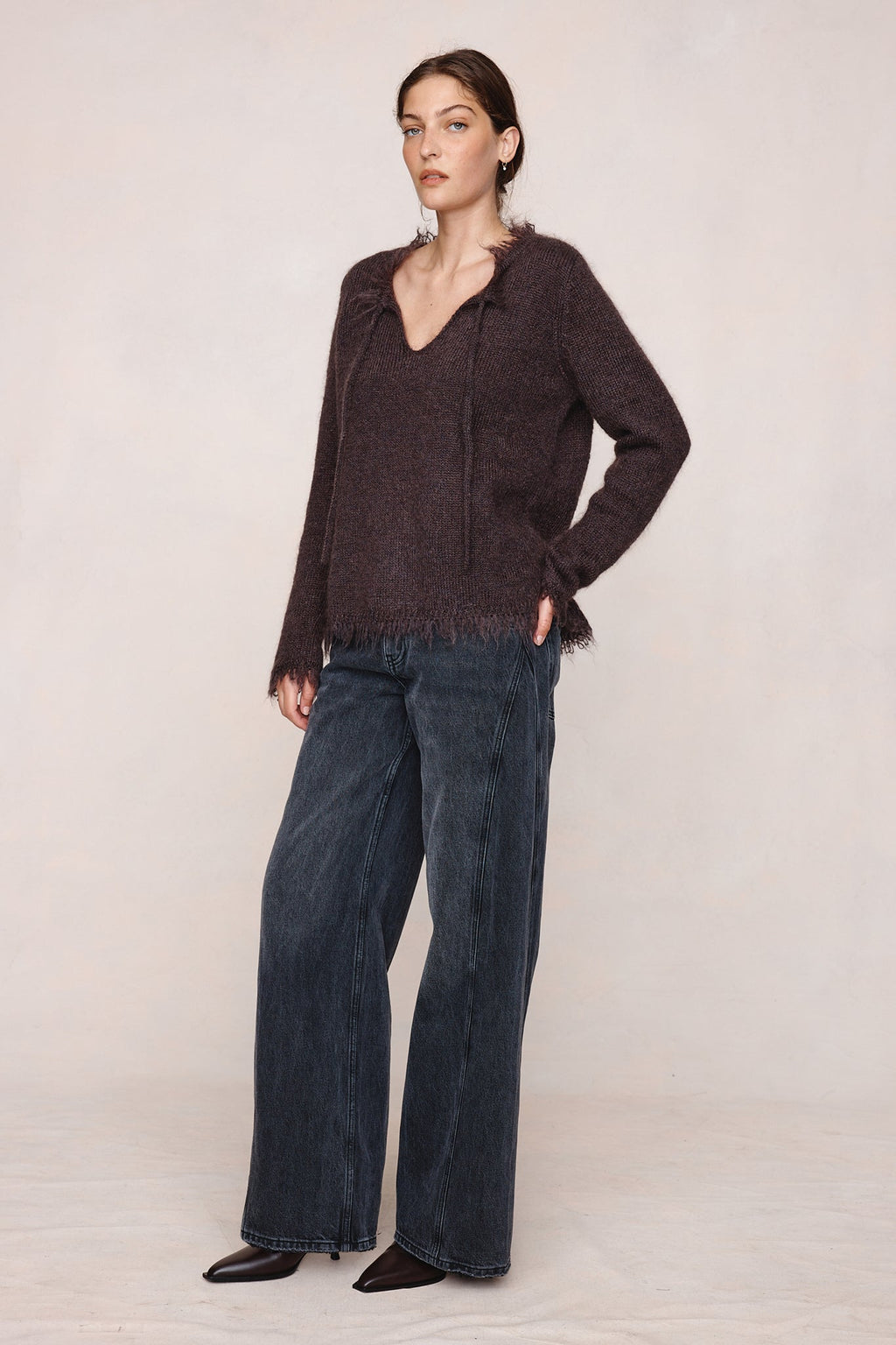 26SS FRAYED GABRIELLE JUMPER - TAPENADE