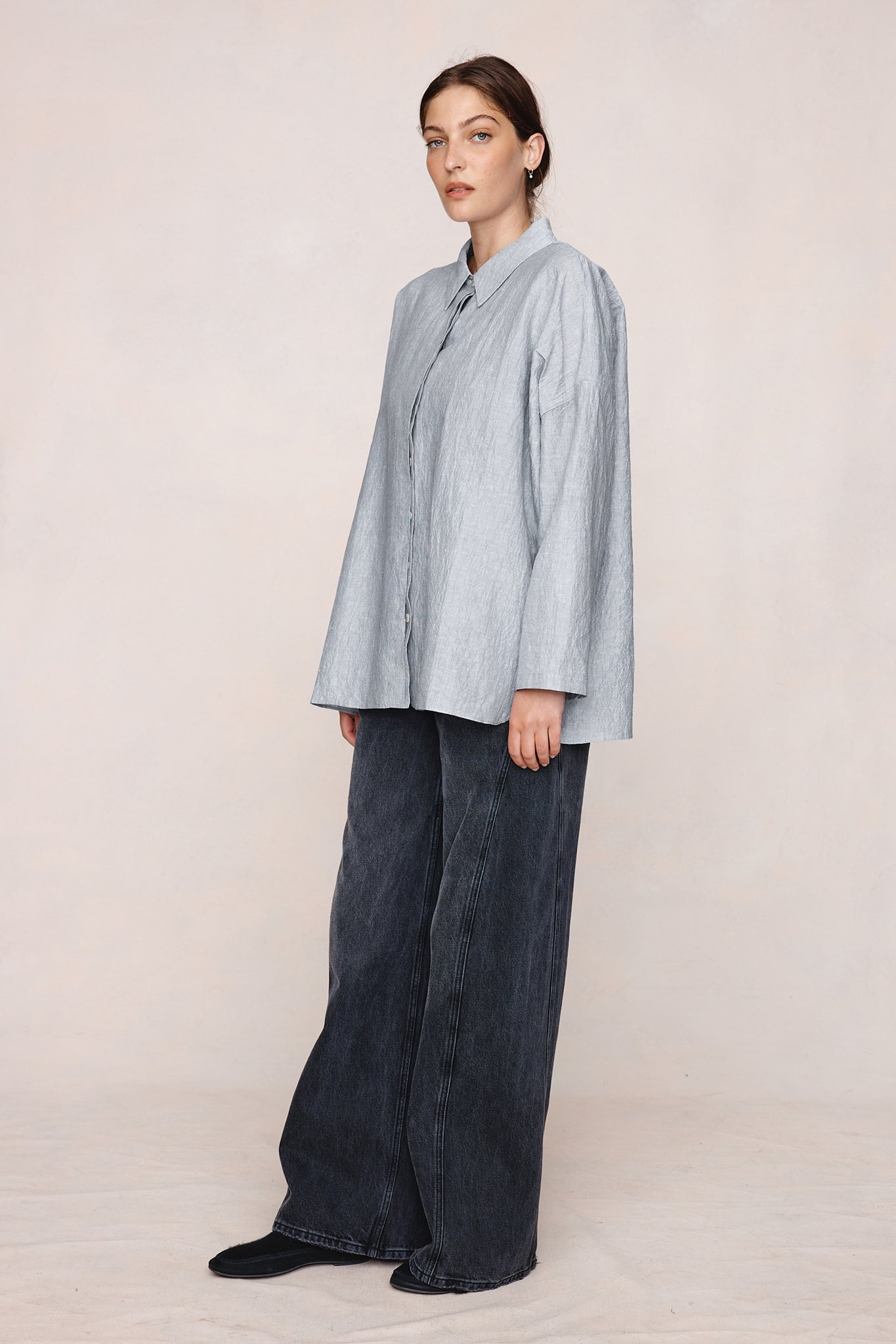 26SS FREDDY SHIRT - CHARCOAL STRIPE