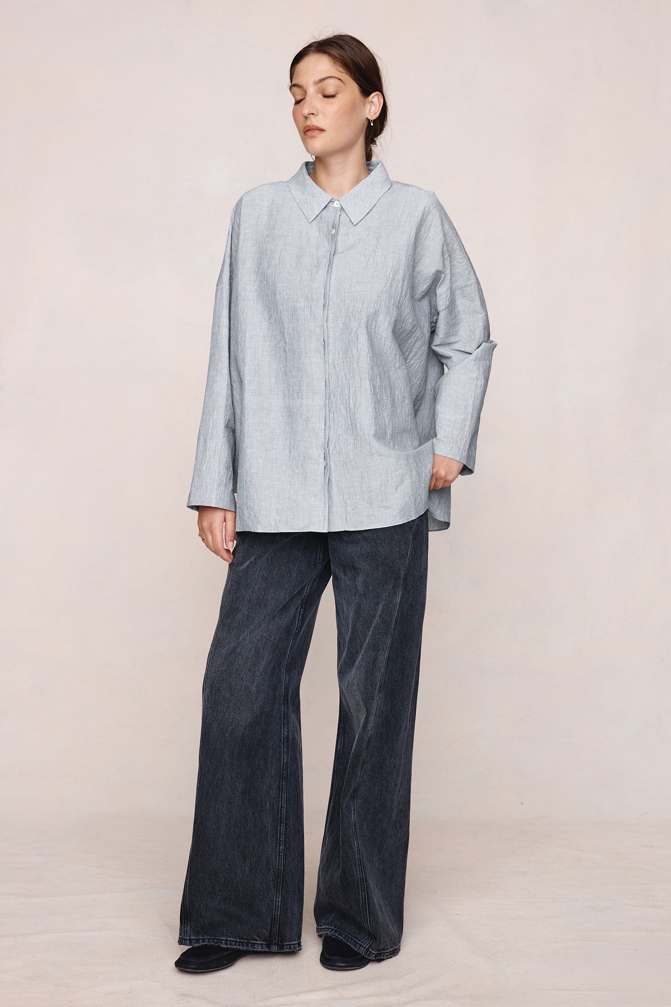 26SS FREDDY SHIRT - CHARCOAL STRIPE