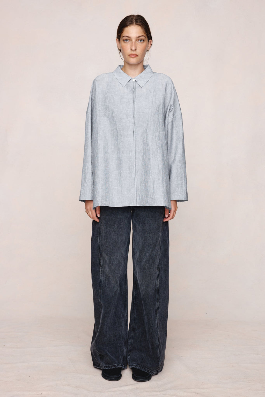 26SS FREDDY SHIRT - CHARCOAL STRIPE