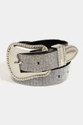 26SS Rhinestone Faux Leather Belt
