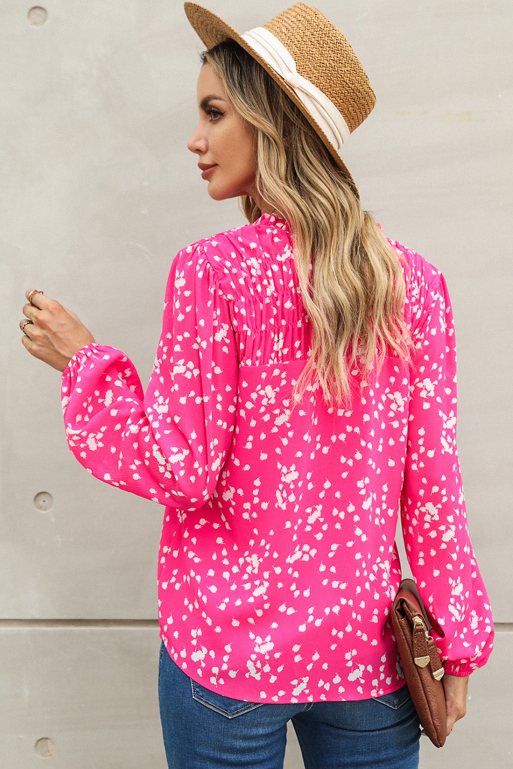 26SS Pink V-Neck Blouse