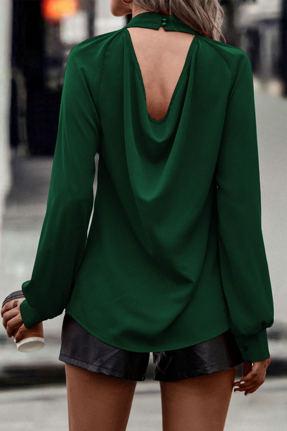 26SS Forest Green Keyhole shirt