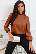 26SS Satin Carmel and black tie blouse