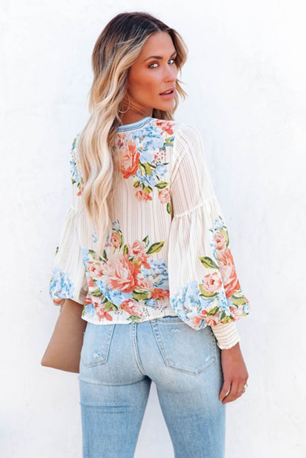 26SS Floral long lantern sleeve Shirt