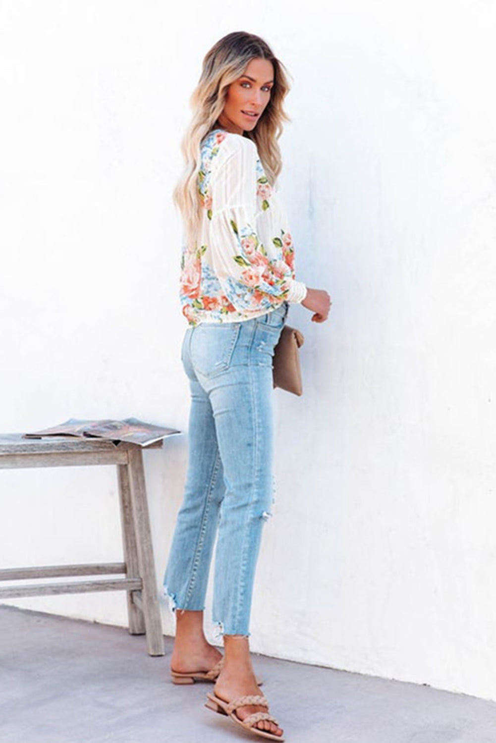 26SS Floral long lantern sleeve Shirt