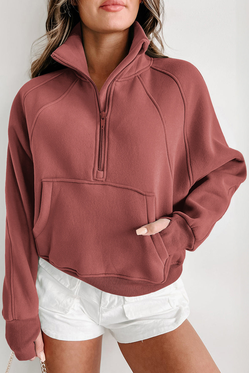 26SS Cropped half zip sweatshirt