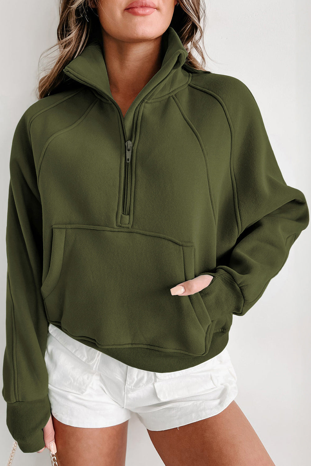 26SS Cropped half zip sweatshirt