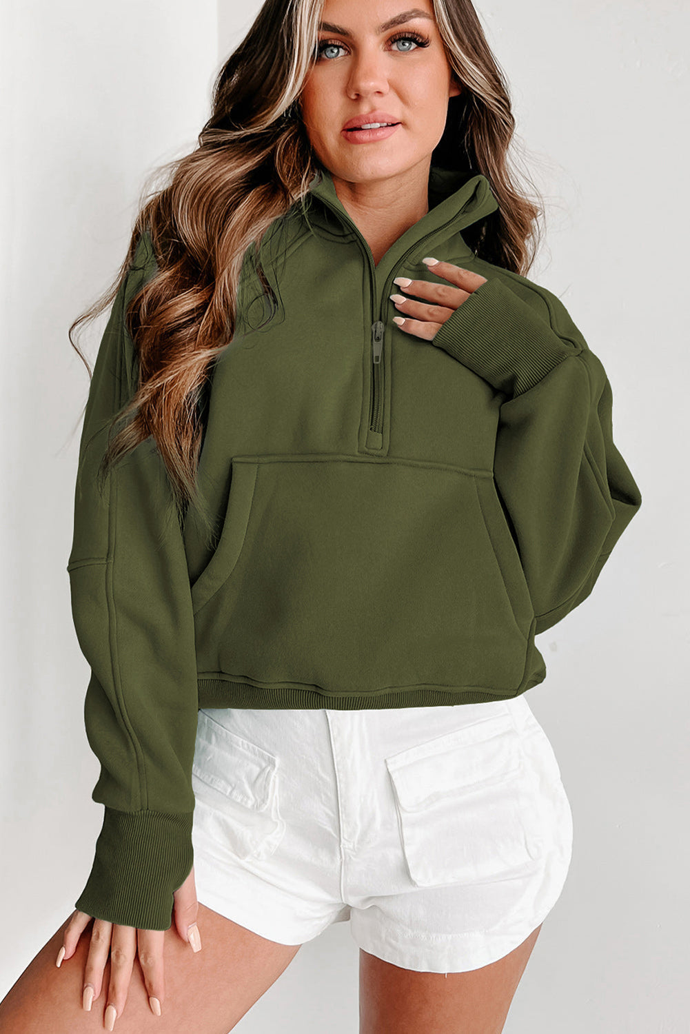 26SS Cropped half zip sweatshirt