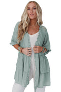 26SS Sea foam green ruffled kimono