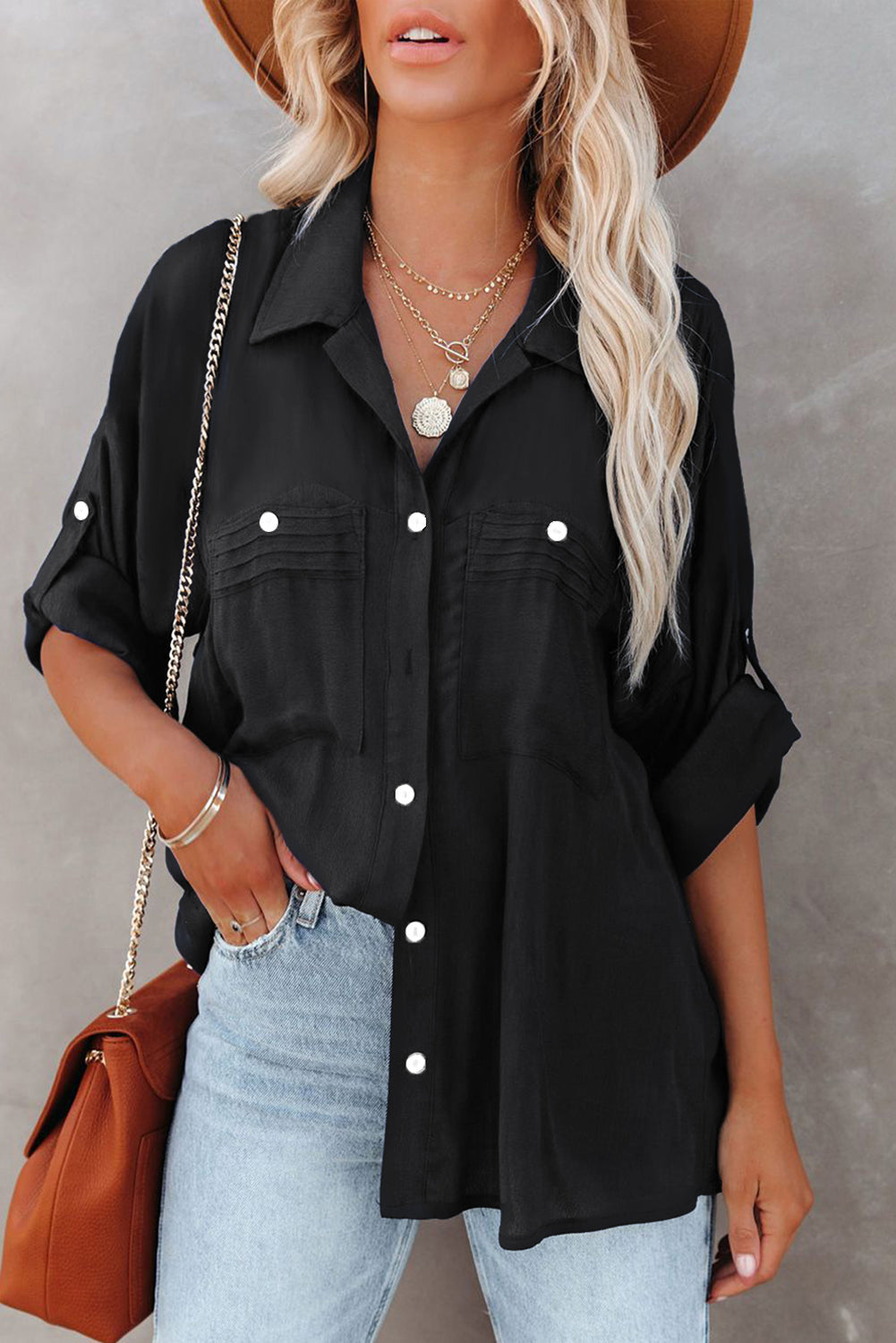 26SS Keep it classy! Black Button up shirt