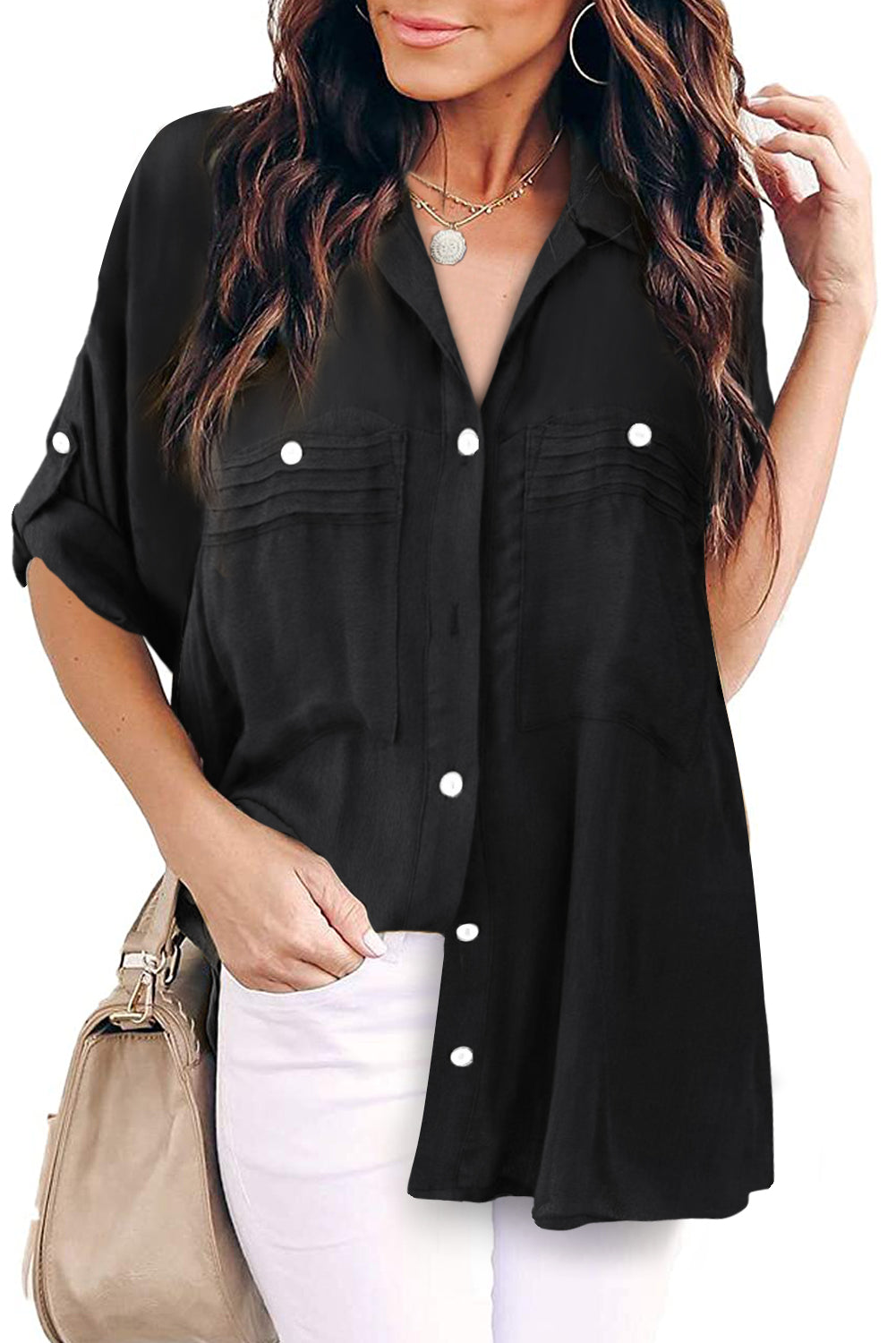26SS Keep it classy! Black Button up shirt