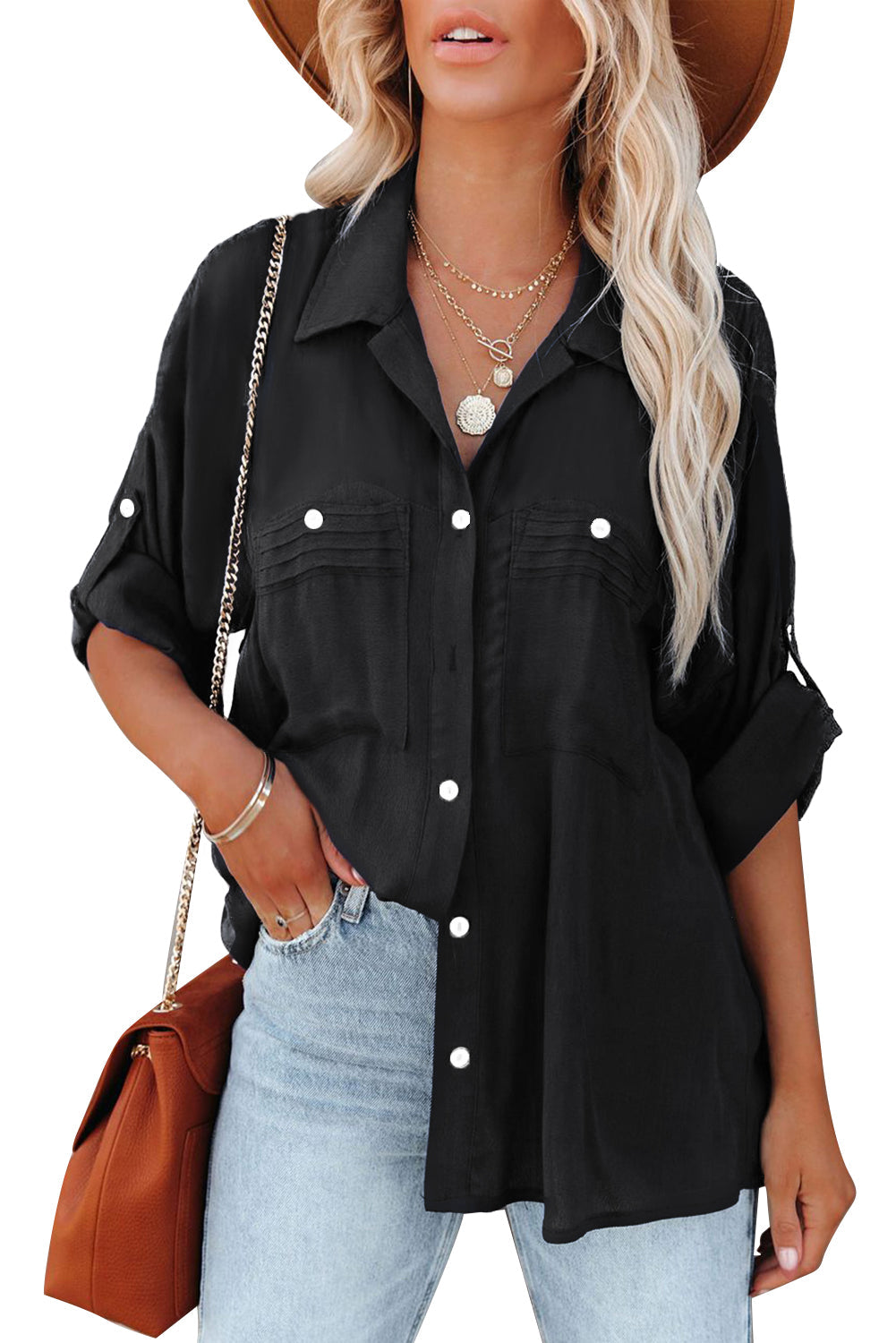 26SS Keep it classy! Black Button up shirt