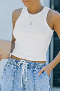 26SS Ribbed white basic cropped top