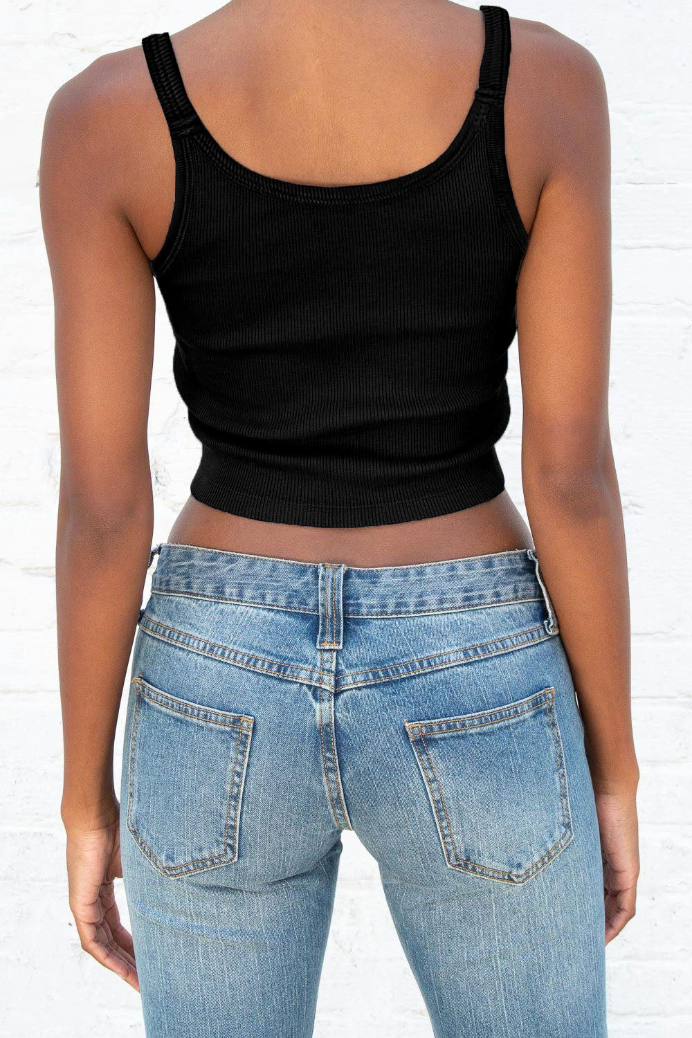 26SS black ribbed cropped tank