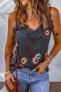 26SS Blue floral print lave  tank top, v-neck tank