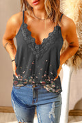 26SS lace V Neck tank, Floral tank top