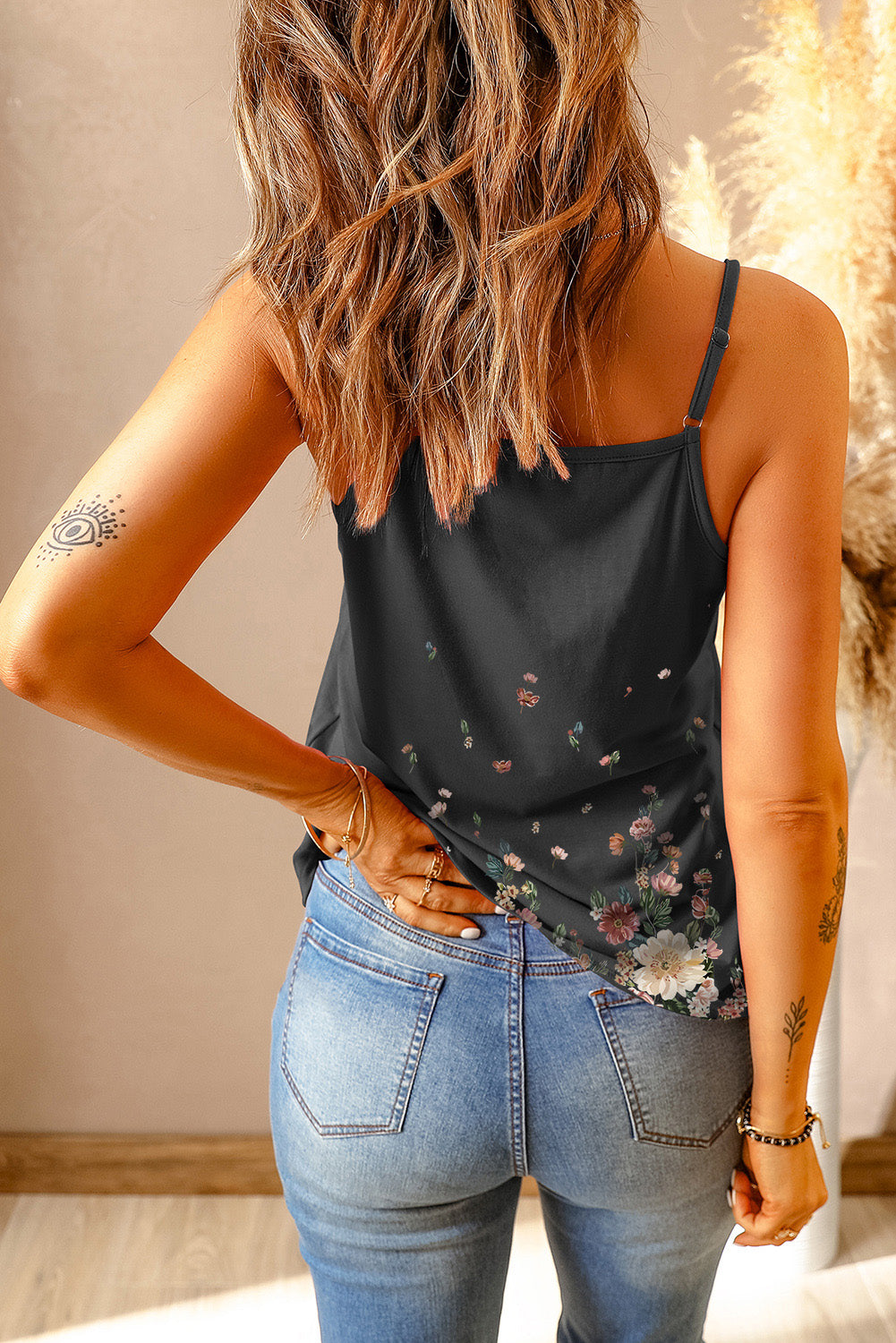 26SS lace V Neck tank, Floral tank top