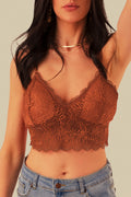 26SS bralette top, boho top, lace top, brown bralette